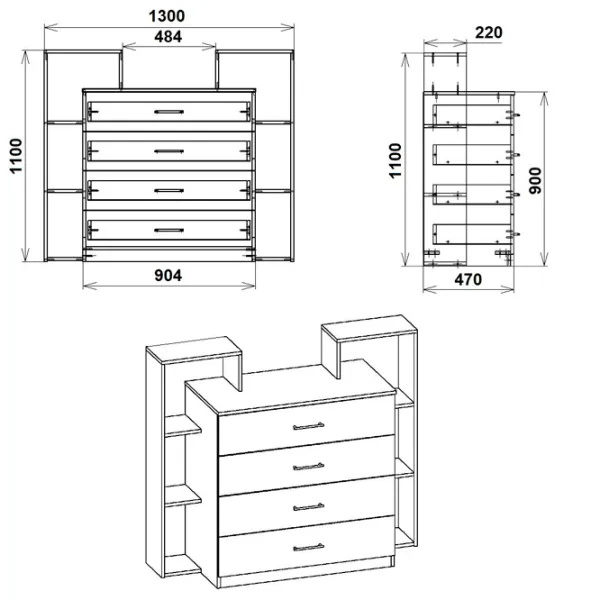 Комод KompaniT 4-2 110 x 130 x 47см / ЛДСП / Нимфея Альба photo 2 Комод KompaniT 4-2 110 x 130 x 47см / ЛДСП / Нимфея Альба photo 2