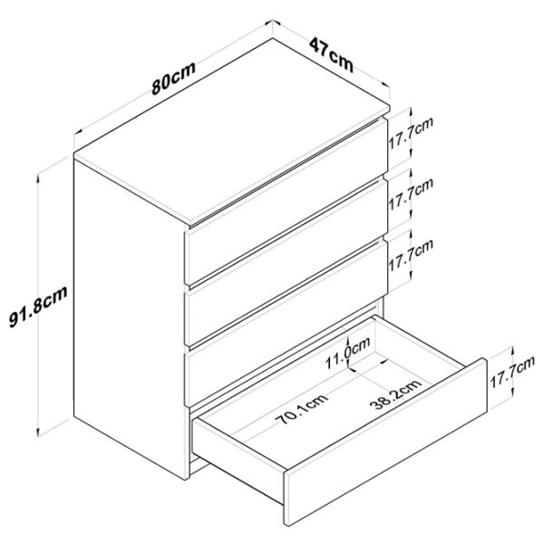 Comodă Mirage Meble BE102 91.8 x 80 x 47 / LPAL / Alb photo 8