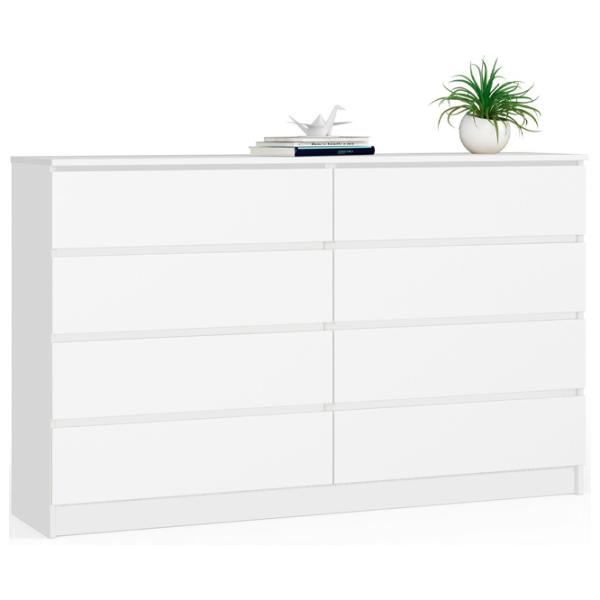 Comodă Akord K160 8SZ 99 x 160 x 40 / LPAL / Alb photo 1