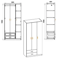 Dulap KompaniT 13 90 x 46.4 x 195 / PAL / Stejar Combi photo 2