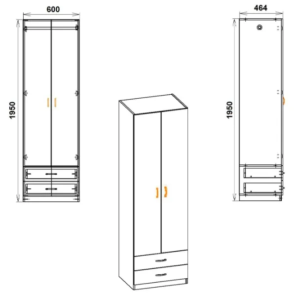 Dulap Neman 12 60 x 46.4 x 195 / DSP / Stejar Sonoma photo 2