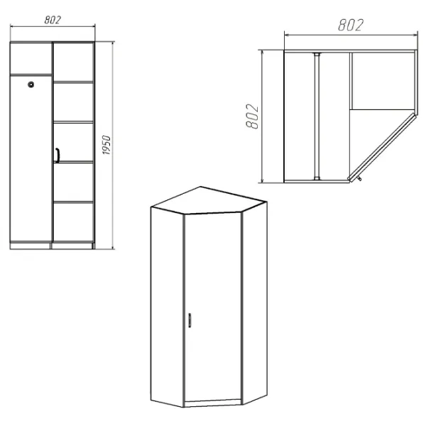 Dulap Neman 3У 80.2 x 80.2 x 195 / DSP / Bright studio photo 2