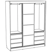 Dulap ML-Mobila Nice 3D 180 x 60 x 220 / DSP / Stejar Craft Alb - Antracite photo 4