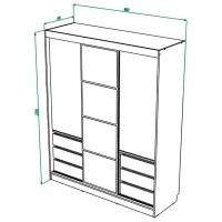 Dulap ML-Mobila Nice 3D 180 x 60 x 220 / DSP / Stejar Craft Alb - Antracite photo 5