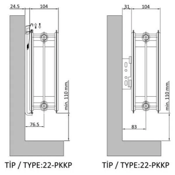 Radiator panou ECA Tip 22 Oțel photo 3