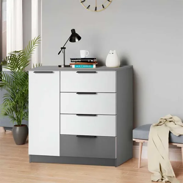 Comodă pentru birou Modern Komfort 4+1S 88 x 95 x 38 / PAL / Alb photo 2