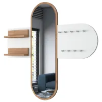 Вешалка с зеркалом Mirage Meble P3 ЛДСП / Орех - Белый