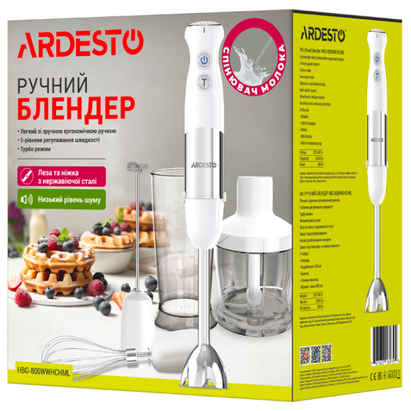 Ручной блендер Ardesto HBG-800WWHCHML 800 Вт / Белый photo 6 Ручной блендер Ardesto HBG-800WWHCHML 800 Вт / Белый photo 6