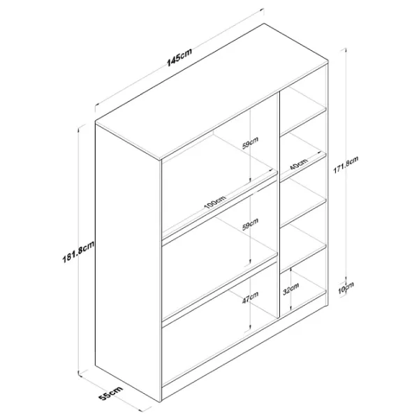 Dulap Mirage Meble BA105 3D 145 x 55 x 181.8 / PAL / Walnut - White photo 9