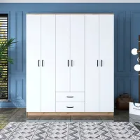 Dulap Mirage Meble BA113 6D2S 180 x 51.5 x 210 / PAL / Walnut - White photo 2