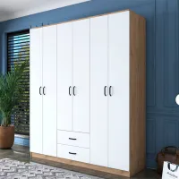 Dulap Mirage Meble BA113 6D2S 180 x 51.5 x 210 / PAL / Walnut - White photo 3