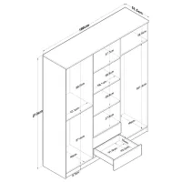 Dulap Mirage Meble BA113 6D2S 180 x 51.5 x 210 / PAL / Walnut - White photo 6