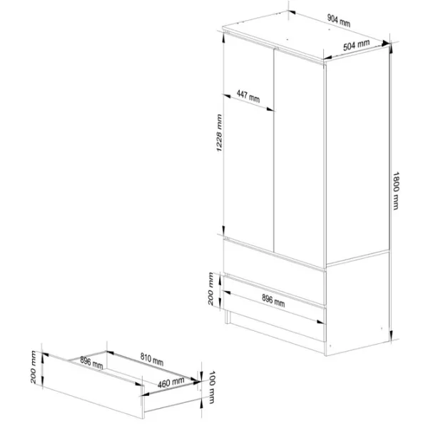 Dulap Akord S90 2D2SZ 90.4 x 50.4 x 180 / PAL / Stejar sonoma - White photo 4