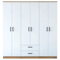Шкаф Mirage Meble BA115 6D2S 210 x 51.5см x 210 / ЛДСП / Орех - Белый photo 2