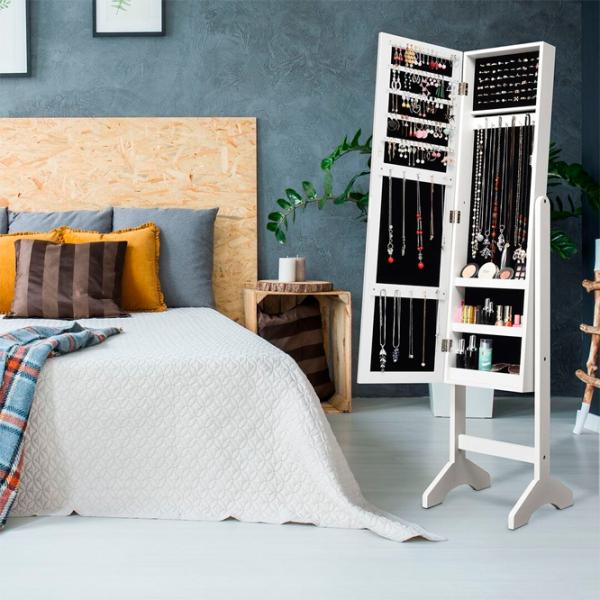 Dulap pentru bijuterii Costway JV10079WH 35.5 x 33 x 153 / MDF / White photo 4