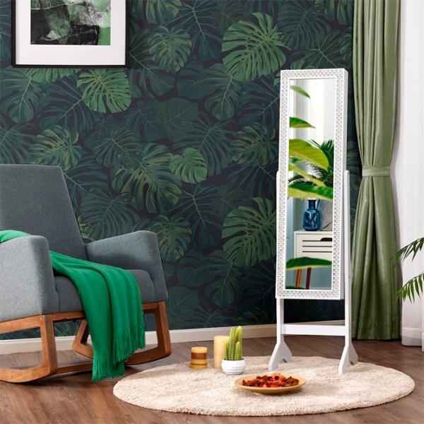 Dulap pentru bijuterii Costway JV10079WH 35.5 x 33 x 153 / MDF / White photo 5
