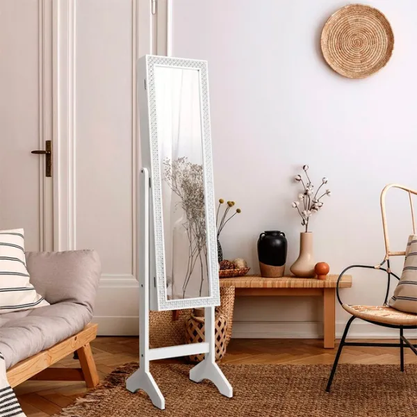 Dulap pentru bijuterii Costway JV10079WH 35.5 x 33 x 153 / MDF / White photo 7