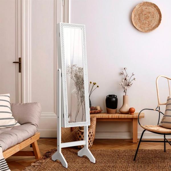 Dulap pentru bijuterii Costway JV10079WH 35.5 x 33 x 153 / MDF / White photo 7