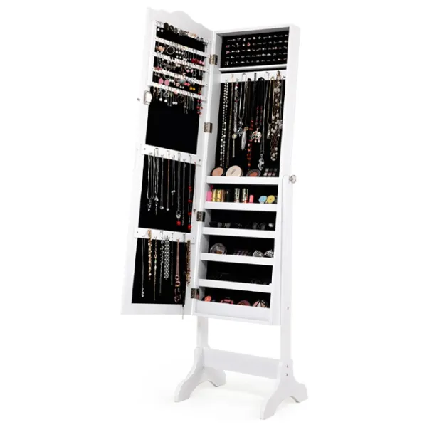 Dulap pentru bijuterii Costway JV10774WH 44 x 37 x 160 / MDF / White photo 3