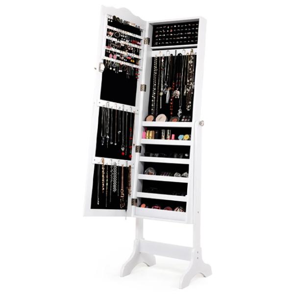 Dulap pentru bijuterii Costway JV10774WH 44 x 37 x 160 / MDF / White photo 3