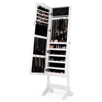 Dulap pentru bijuterii Costway JV10774WH 44 x 37 x 160 / MDF / White photo 3