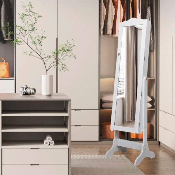 Dulap pentru bijuterii Costway JV10774WH 44 x 37 x 160 / MDF / White photo 4