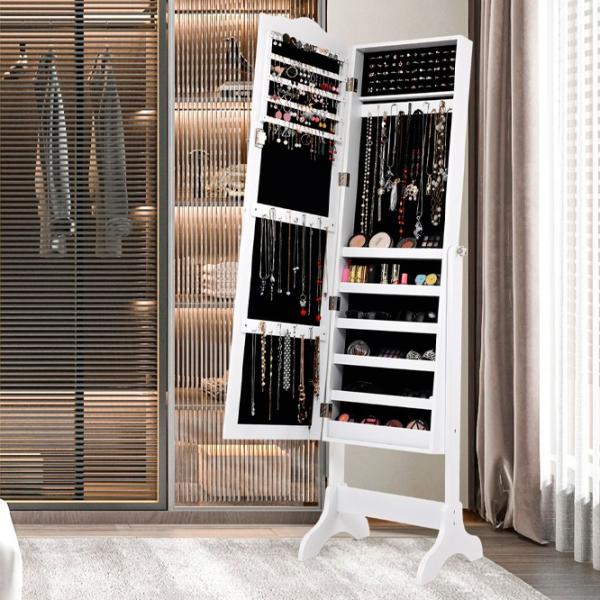 Dulap pentru bijuterii Costway JV10774WH 44 x 37 x 160 / MDF / White photo 5
