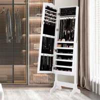 Dulap pentru bijuterii Costway JV10774WH 44 x 37 x 160 / MDF / White photo 5