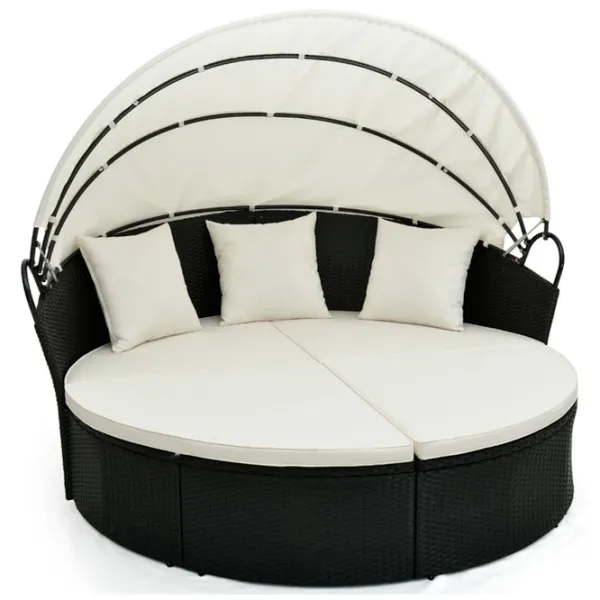 Fotoliu de grădină Costway HW71564WH Metal / Stofă / Black Cream photo 1 Fotoliu de grădină Costway HW71564WH Metal / Stofă / Black Cream photo 1