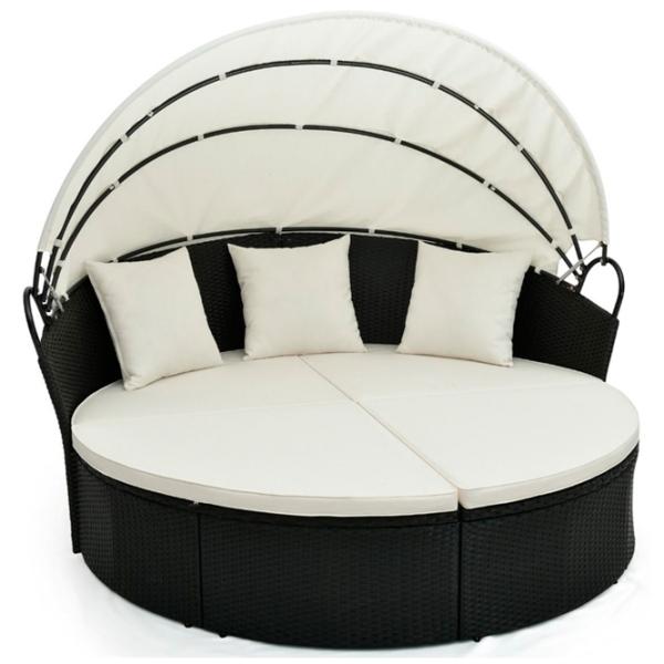 Fotoliu de grădină Costway HW71564WH Metal / Stofă / Black Cream photo 1 Fotoliu de grădină Costway HW71564WH Metal / Stofă / Black Cream photo 1