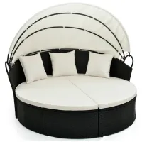 Садовое кресло Costway HW71564WH Металл / Tкань / Черный Cream