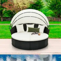 Fotoliu de grădină Costway HW71564WH Metal / Stofă / Black Cream photo 2