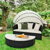 Fotoliu de grădină Costway HW71564WH Metal / Stofă / Black Cream photo 5