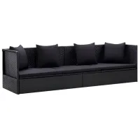 Садовый стул VidaXL 5725528 Искусственный ротанг / Полиэстер / Черный Серый