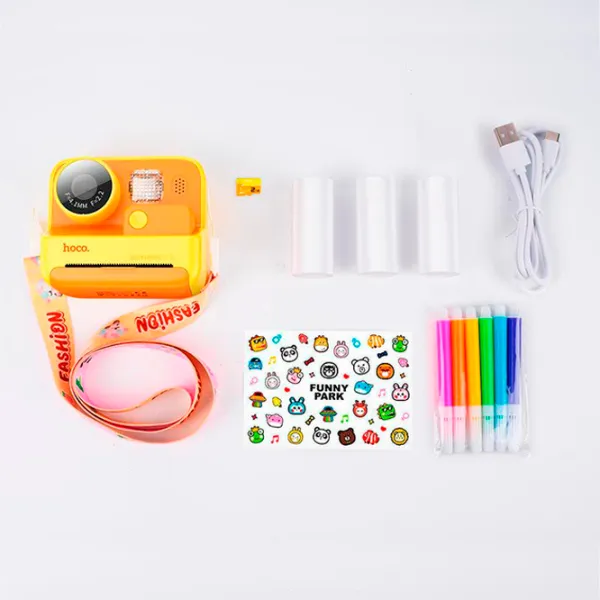 Cameră foto Hoco Children Printing Camera Dual Lens DV200 6+ / Orange Yellow photo 5 Cameră foto Hoco Children Printing Camera Dual Lens DV200 6+ / Orange Yellow photo 5