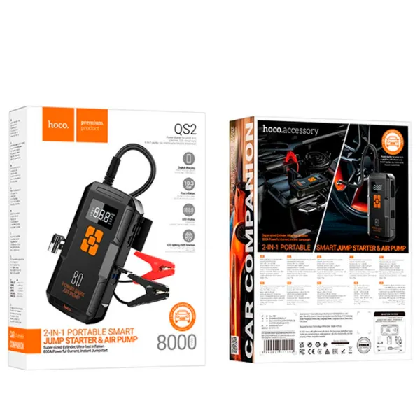 Incărcător și Redresor auto Hoco QS2 Land Portable Smart Air Pump Emergency 300 A - 800 А photo 8