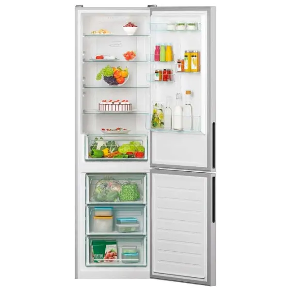 Frigider Candy CCE3T620ES cu congelator jos 377 l / 200 cm / Inox photo 2