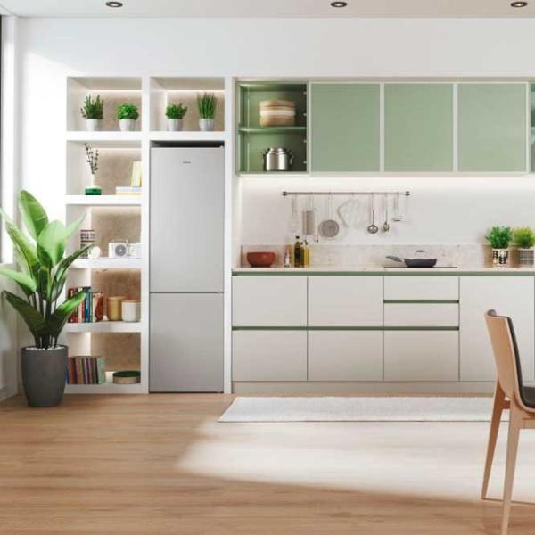 Frigider Candy CCE3T620ES cu congelator jos 377 l / 200 cm / Inox photo 3