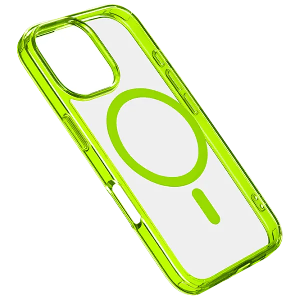 Чехол для смартфона Apple iPhone 16 Pro Max Cellularline / MagSafe Back / ТПУ / Прозрачный Лаймовый photo 1