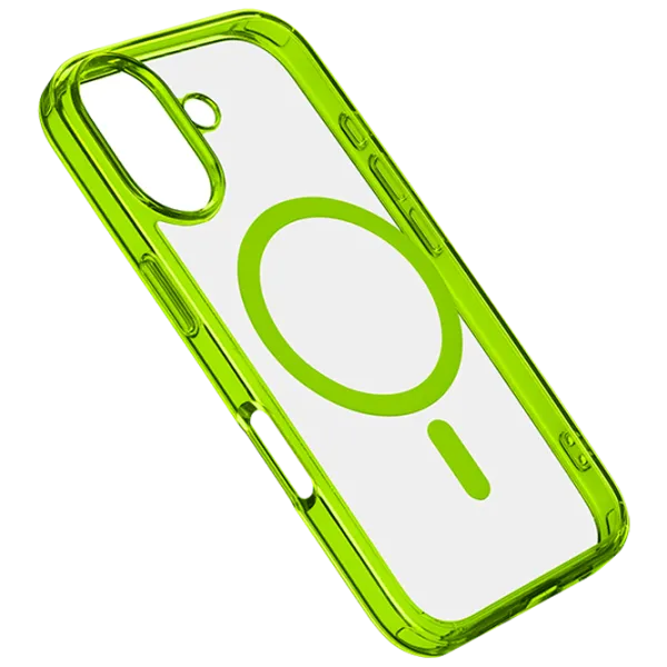 Чехол для смартфона Apple iPhone 16 Cellularline / MagSafe Back / ТПУ / Прозрачный Лаймовый photo 1