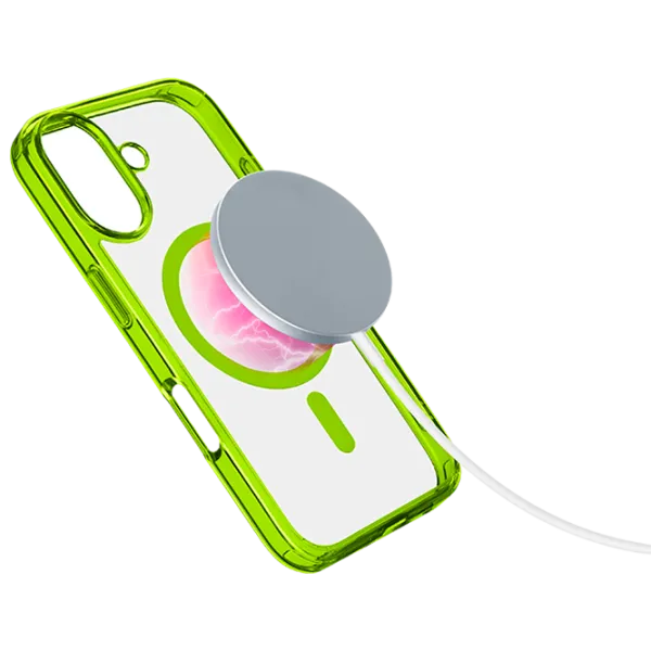 Чехол для смартфона Apple iPhone 16 Cellularline / MagSafe Back / ТПУ / Прозрачный Лаймовый photo 2