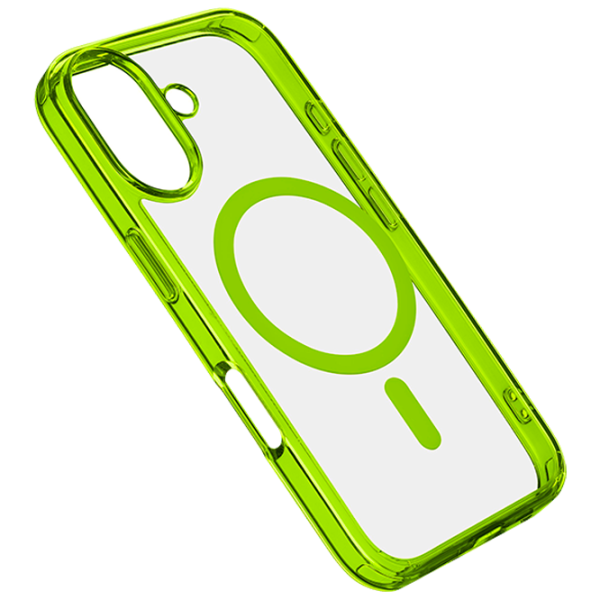 Чехол для смартфона Apple iPhone 16 Plus Cellularline / MagSafe Back / ТПУ / Прозрачный Лаймовый photo 1