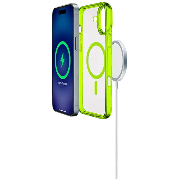 Чехол для смартфона Apple iPhone 16 Plus Cellularline / MagSafe Back / ТПУ / Прозрачный Лаймовый photo 3