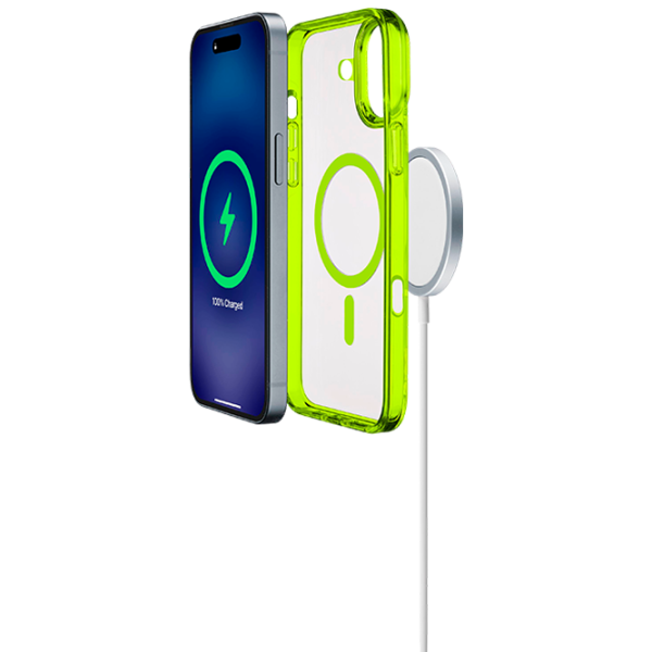Чехол для смартфона Apple iPhone 16 Plus Cellularline / MagSafe Back / ТПУ / Прозрачный Лаймовый photo 3