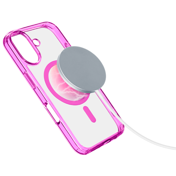 Чехол для смартфона Apple iPhone 16 Cellularline / MagSafe Back / ТПУ / Прозрачный Розовый photo 2