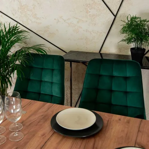 Scaun de bucătărie Mebel Elite Rick Velur/ Green Black photo 2 Scaun de bucătărie Mebel Elite Rick Velur/ Green Black photo 2