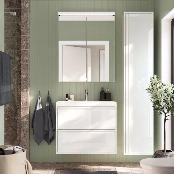 Шкаф пенал Ikea Angsjon Настенная / ДСП / Белый глянец photo 2 Шкаф пенал Ikea Angsjon Настенная / ДСП / Белый глянец photo 2