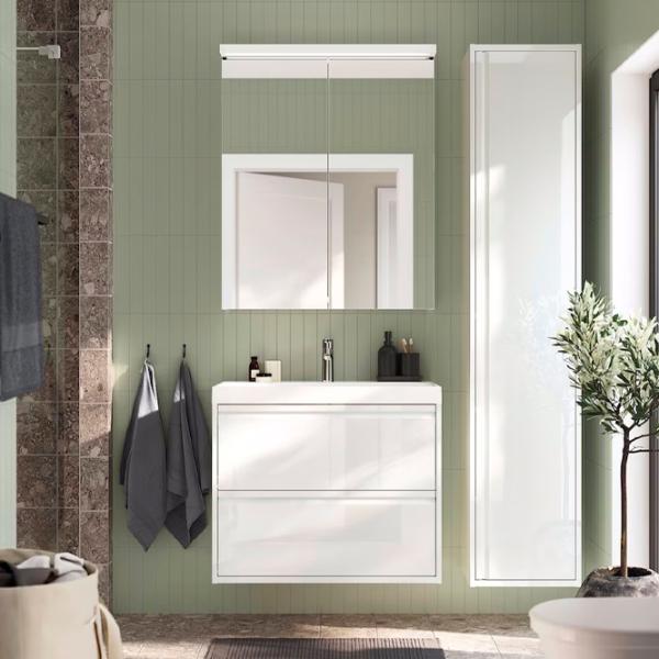 Шкаф пенал Ikea Angsjon Настенная / ДСП / Белый глянец photo 2 Шкаф пенал Ikea Angsjon Настенная / ДСП / Белый глянец photo 2