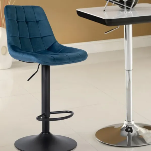 Scaun de bar Mebel Elite 5727572 Catifea / Metal / Navy Blue photo 3 Scaun de bar Mebel Elite 5727572 Catifea / Metal / Navy Blue photo 3