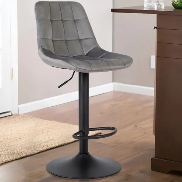 Барный стул Mebel Elite 5727598 Бархат / Металл / Grey photo 3 Барный стул Mebel Elite 5727598 Бархат / Металл / Grey photo 3